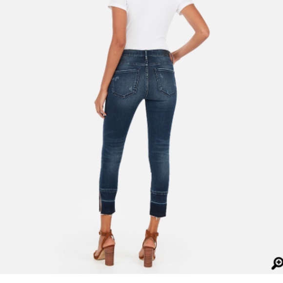 Express Perfect Slit Raw Hem Cropped Leggings - Picture 3 of 3